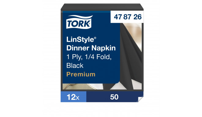 Õhtusöögisalvrätikud Tork LinStyle 4F must, 39 x 39 cm, 50 tk 478726