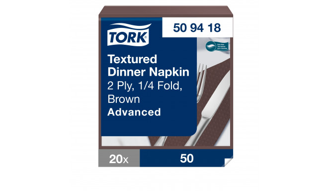 Lõunasöögisalvrätik Tork Textured, 2-kihiline, pruun, 50tk 509418