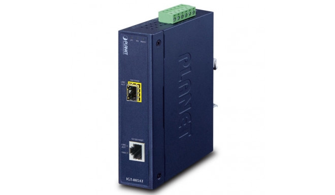 IP30 Industrial 10/100/1000T to 100/1000X SFP Gigabit Media Converter (-40 to 75 degree C, dual 12~4