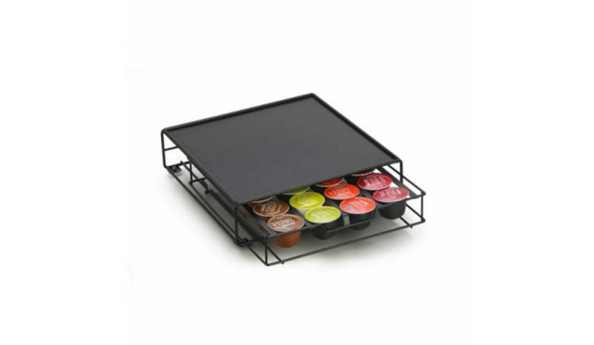 Coffee Capsule Organiser DKD Home Decor 28,7 x 32 x 7 cm Black Metal