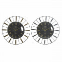 Wall Clock DKD Home Decor Crystal Silver Black Golden Iron 70 x 7 x 70 cm (2 Units)