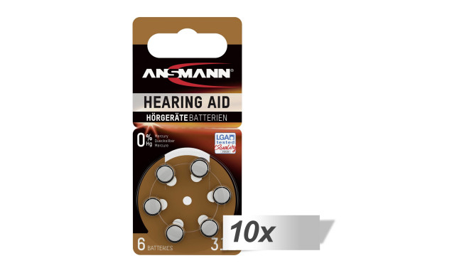 Ansmann patarei Zinc-Air 312 (PR41) Hearing Aid 10x6tk