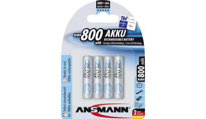 1x4 Ansmann maxE NiMH rech. bat. Micro AAA 800 mAh        5035042