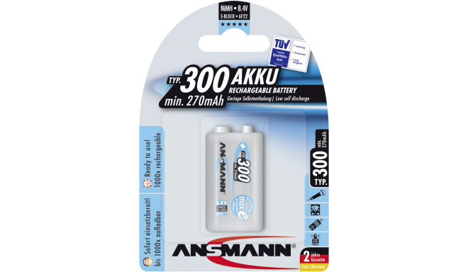 Ansmann rechargeable battery maxE NiMH 300 9V  270mAh 1pc (5035453)