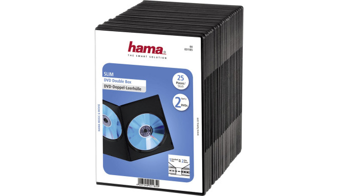 Hama CD karp Slim DVD Double Jewel Case 25tk, must (51185)