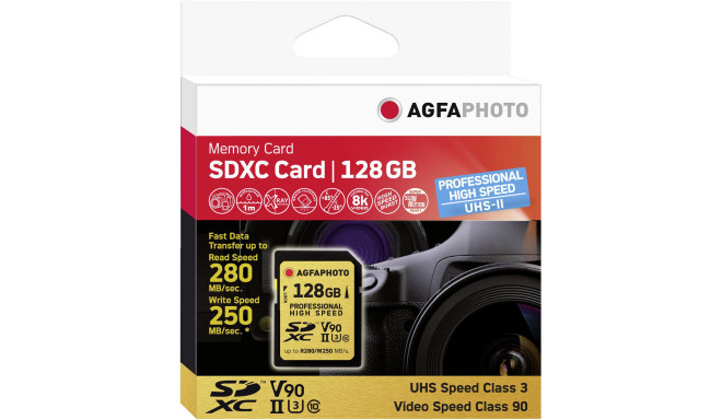 AgfaPhoto memory card SDXC 128GB UHS II Professional High Speed U3 V90