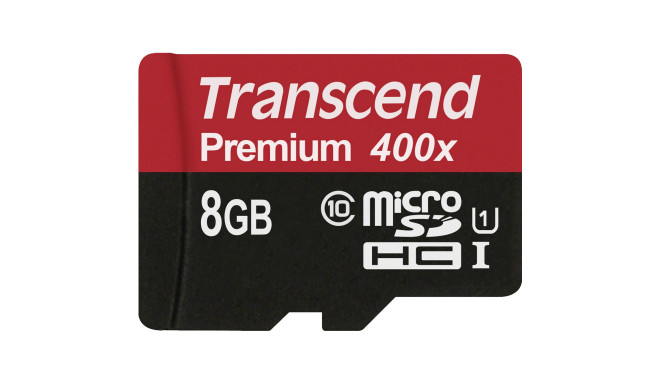 Transcend mälukaart microSDHC 8GB Class 10 UHS-I 400x + adapter