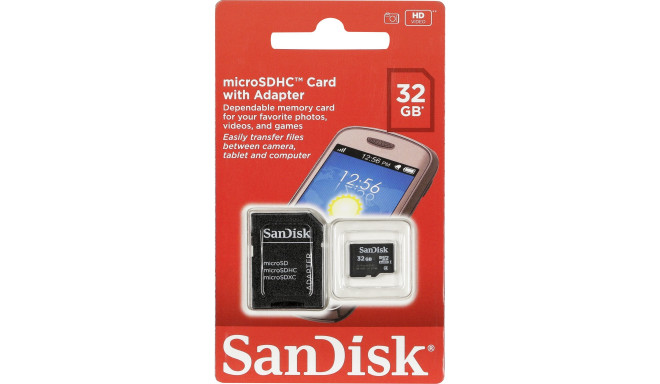 SanDisk mälukaart microSDHC 32GB + adapter (SDSDQM-032G-B35A)