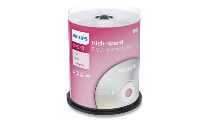 1x100 Philips DVD-R 4,7GB 16x SP