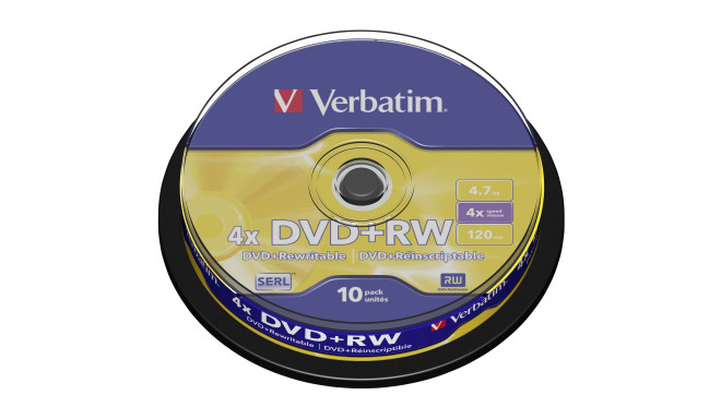 Verbatim DVD+RW 4.7GB 4x 10tk tornis