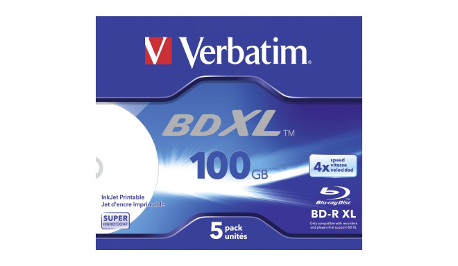 Verbatim BD-R 100GB 4x Printable 5pcs Jewel Case