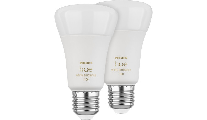 Philips Hue LED Lamp E27 2-Pack Set 1100lm White Ambiance