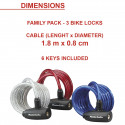 3x1 Master Lock 8mm Cable Lock 8127EURTRI