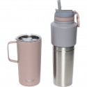 Asobu Twin Pack Bottle with Mug Pink, 0.9 L + 0.6 L