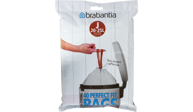 Brabantia PerfectFit Bin Liner Type J 20-25 L, 40 Bags