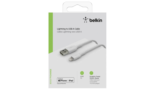 Belkin Lightning Cable 1m, coated, mfi cert, white