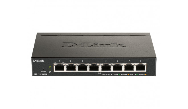 D-link 8-Port Gigabit PoE Smart Managed Switch DGS-1100-08PV2 Web managed, Desktop