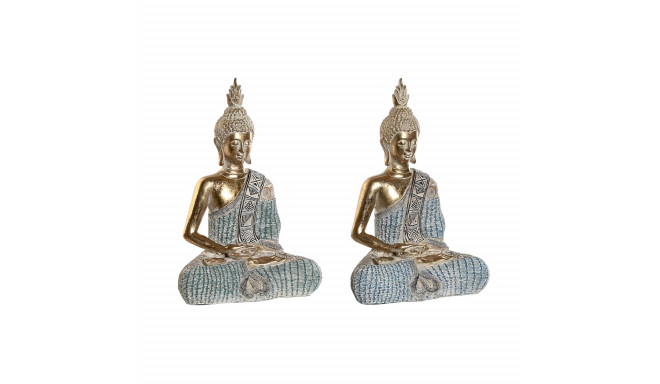 Decorative Figure DKD Home Decor 23 x 13 x 34 cm Blue Buddha Turquoise Oriental Stripped (2 Units)