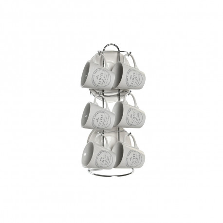 Kruuside Komplekt Alustassidega DKD Home Decor Valge Metall Keraamika 90 ml 8 x 6 x 6 cm 11 x 11 x 2