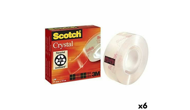 Клейкая лента Scotch Crystal 19 mm x 33 m Прозрачный (6 штук)