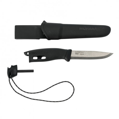 Morakniv Companion Spark Knife – 2.5mm Stainless Steel Blade, Fire Starter, Black