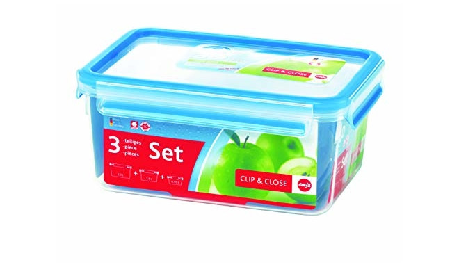 Emsa Clip & Close Food Container Set- Set of 3 - 0.55 / 1.0 / 2.3 L