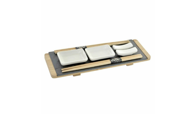 Sushi Set DKD Home Decor Brown Black Natural Bamboo Board 30 x 10 x 3,5 cm (9 Pieces) (30 x 10 x 3,5