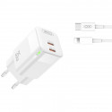 XO wall charger CE07 PD 35W 2x USB-C white + USB-C - Lightning cable