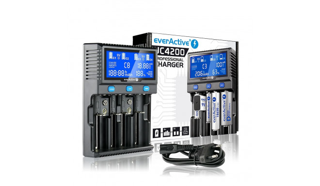 Laadija silindrilistele Li-ion ja Ni-MH akudele everActive UC-4200