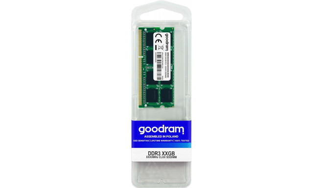 Goodram RAM 8GB DDR3 PC3-12800 SO-DIMM 1600MHz