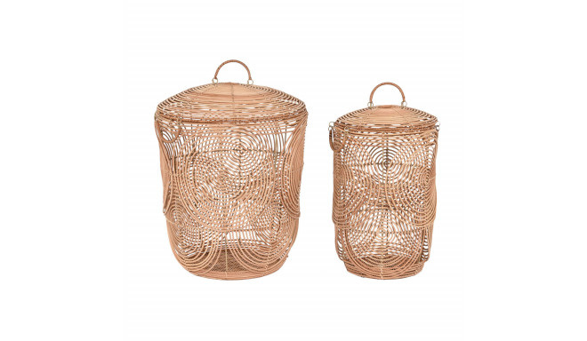 Basket set DKD Home Decor Natural Light brown Tropical 45 x 45 x 57 cm