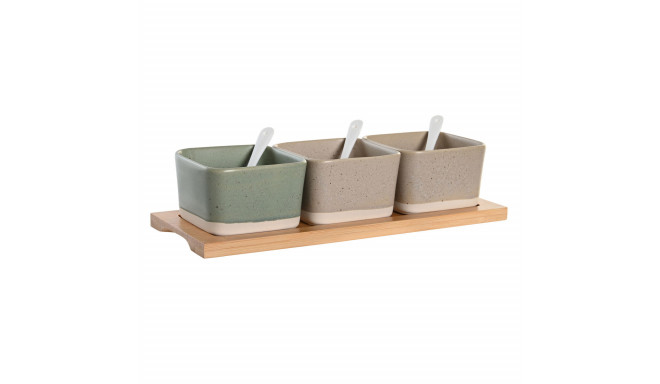 Set za Predjelo DKD Home Decor 29 x 11,5 x 1,5 cm Portselan Mitmevärviline Bambus Skandinaavia