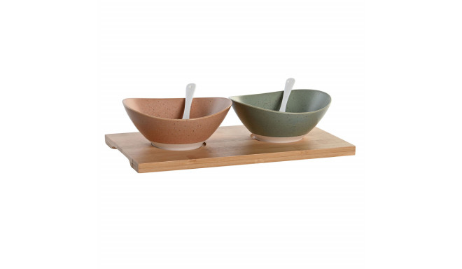 Appetizer Set DKD Home Decor 29 x 15,5 x 1,5 cm Porcelain Multicolour Bamboo Scandinavian