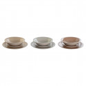 Tableware DKD Home Decor 26,5 x 26,5 x 3 cm Grey Brown Stoneware 18 Pieces