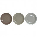 Tableware DKD Home Decor 26,5 x 26,5 x 3 cm Grey Brown Stoneware 18 Pieces