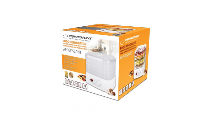 Esperanza EKD004 toidukuivati läbipaistev valge 250 W