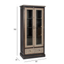 Display cabinet WATSON 90x45xH192cm, oak/antique black