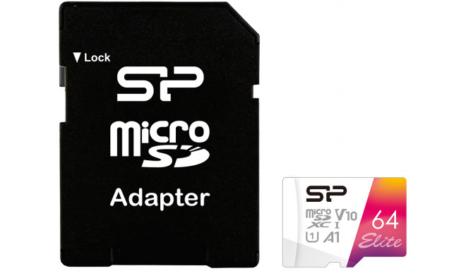 Silicon Power mälukaart microSDXC 64GB Elite + adapter