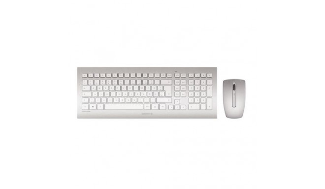 CHERRY DW 8000 keyboard Mouse included RF Wireless QWERTY US English Silver, White