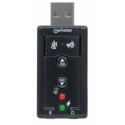 Manhattan USB-A Sound Adapter, USB-A to 3.5mm Mic-in and Audio-Out ports, 480 Mbps (USB 2.0), 7.1-Ch