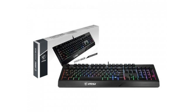 MSI VIGOR GK20 RGB Gaming Keyboard &#039; UK Layout, Membrane switches, Rainbow RGB Lighting eff