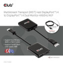 CLUB3D Multistream Transport (MST) Hub DisplayPort™1.4 to DisplayPort™1.4 Dual Monitor 4K60Hz M/F