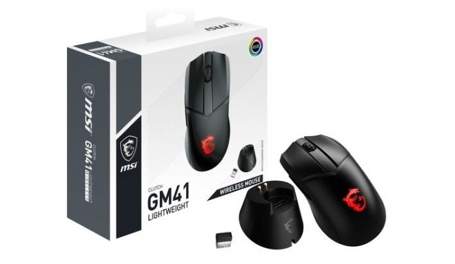 MSI CLUTCH GM41 LIGHTWEIGHT WIRELESS Gaming Mouse &#039;RGB, upto 20000 DPI, low latency, 74g we