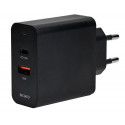 Deltaco USBC-AC137 power plug adapter Type C (Europlug) Black