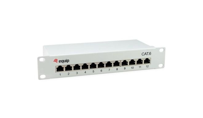 Equip 12-Port Cat.6 Shielded Patch Panel, Light Grey