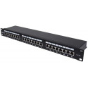 Intellinet Patch Panel, Cat6a, FTP, 24-Port, 1U, Shielded, 90° Top-Entry Punch Down Blocks, Black