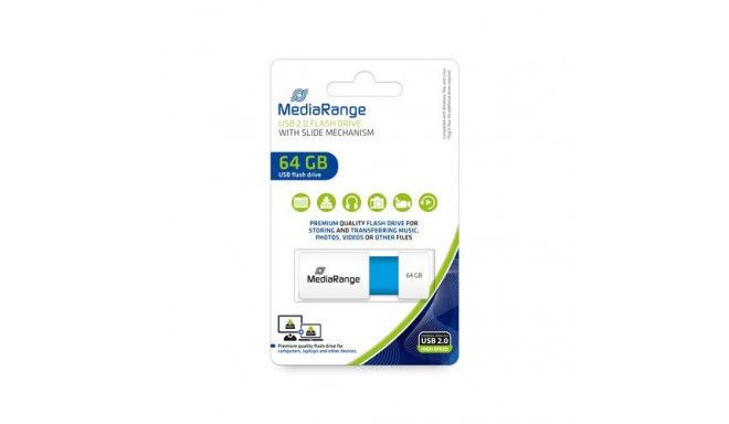 MediaRange USB Stick 64GB MR974 USB flash drive USB Type-A 2.0 Blue, White