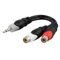 Deltaco AA-6 audio cable 3.5mm 2 x RCA Black, Grey, Red