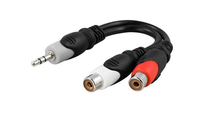 Deltaco AA-6 audio cable 3.5mm 2 x RCA Black, Grey, Red