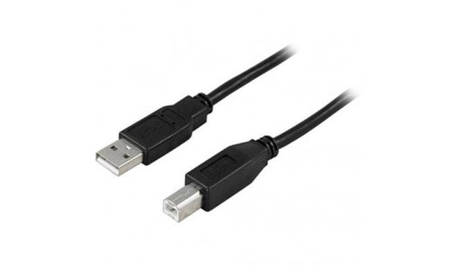 Deltaco USB 2.0 A/B Cable, 0.5m USB cable USB A USB B Black